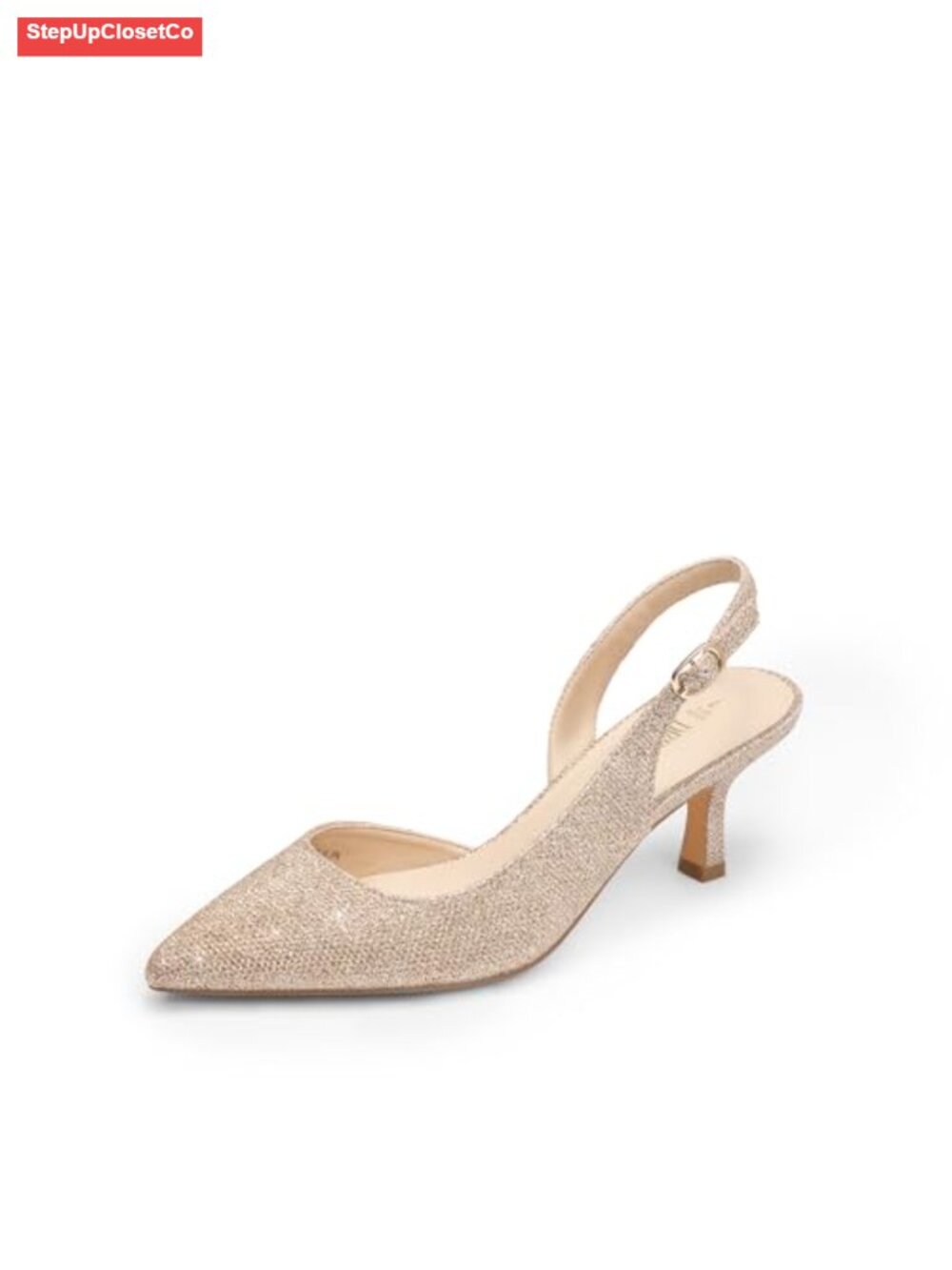 Kitten Slingback Heels Pumps | Closed Pointed Toe Low Heels | Vegan Leather